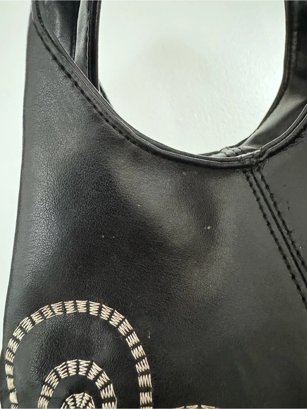 Vintage Y2K Black Embroidered Mini Hobo Bag 90s 2000s Shoulder Purse